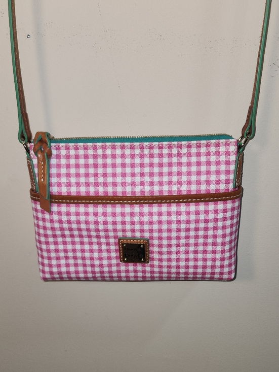 Dooney & Bourke Handbags - Dooney & Bourke Leather Picnic Pink Mint Gingham Crossbody Shoulder Bag Purse